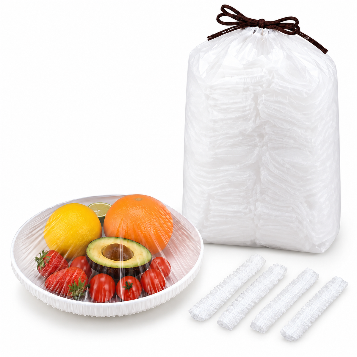 100PCS Disposable Stretch Food Covers for Bowls & Plates